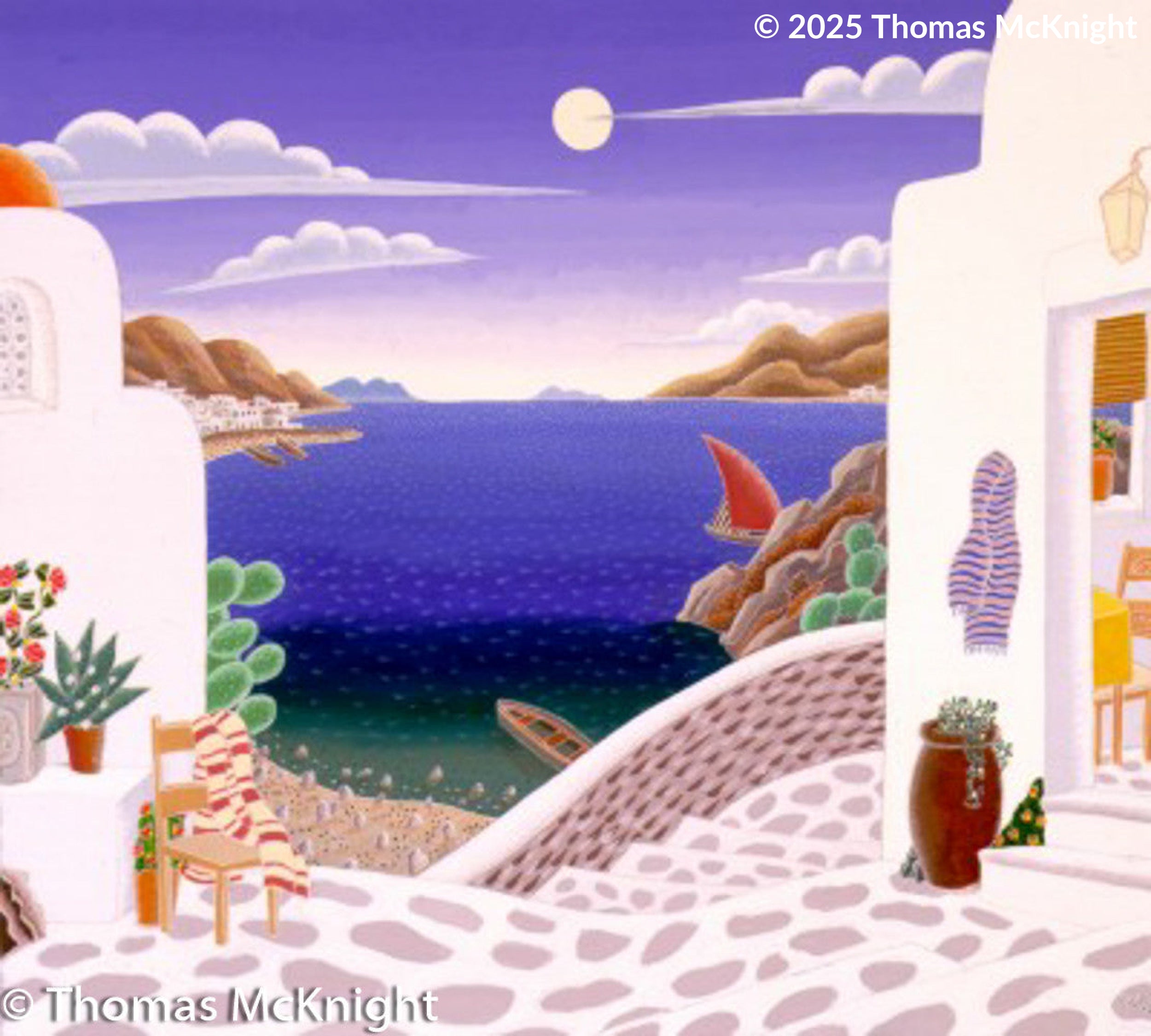 Aegean Cove casein on paper