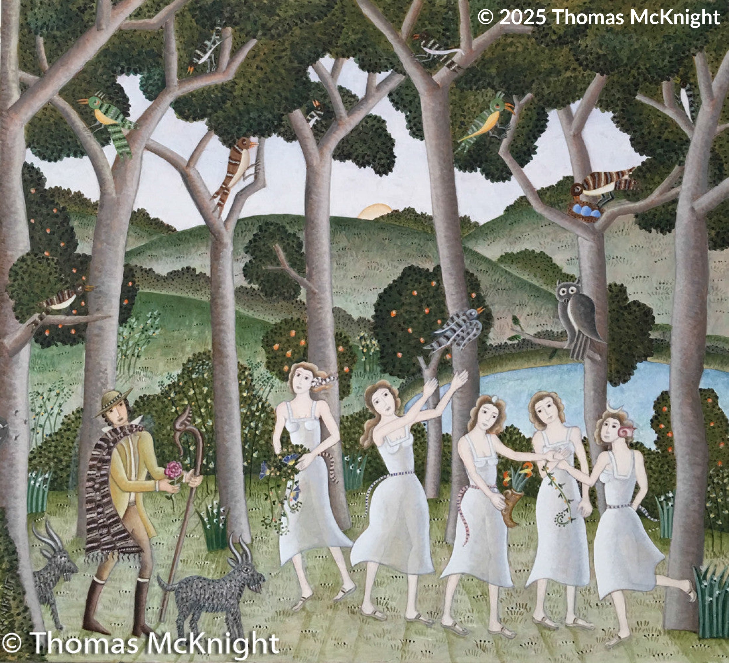 Allegory of Five Nymphs acrylic on board