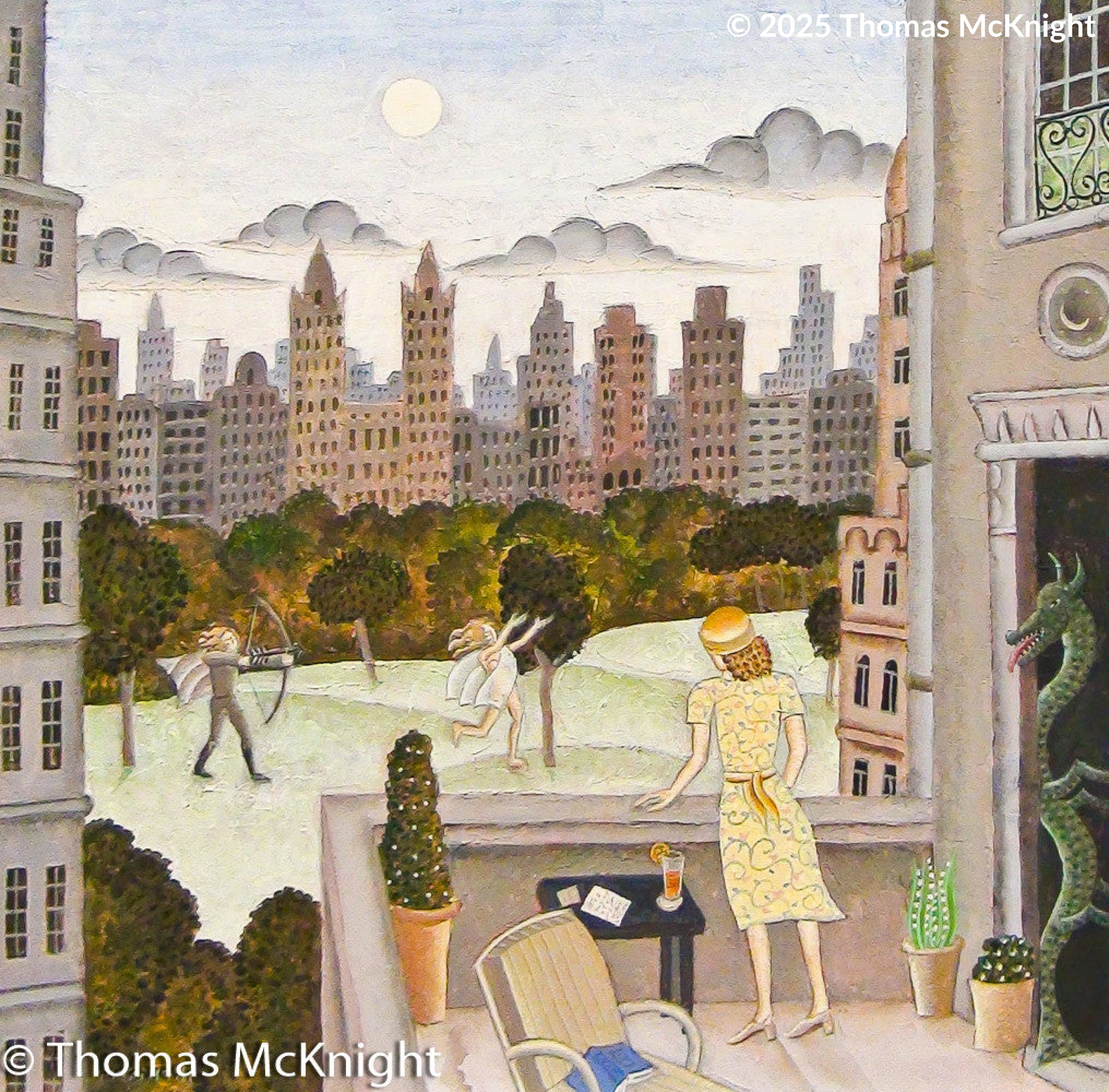 Apollo & Daphne in Central Park Acrylic on Canvas acrylic on canvas