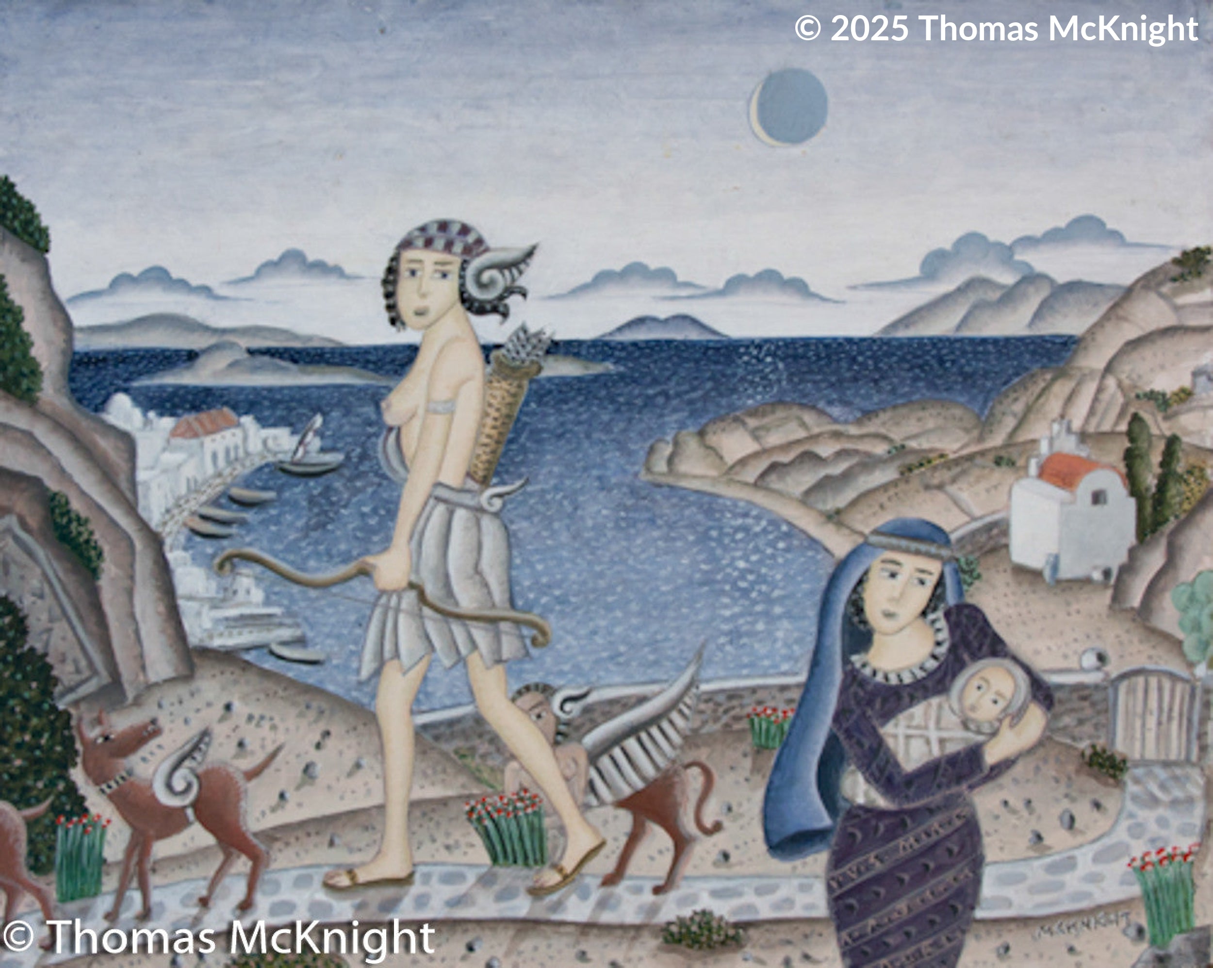 Artemis and Madonna acrylic on board