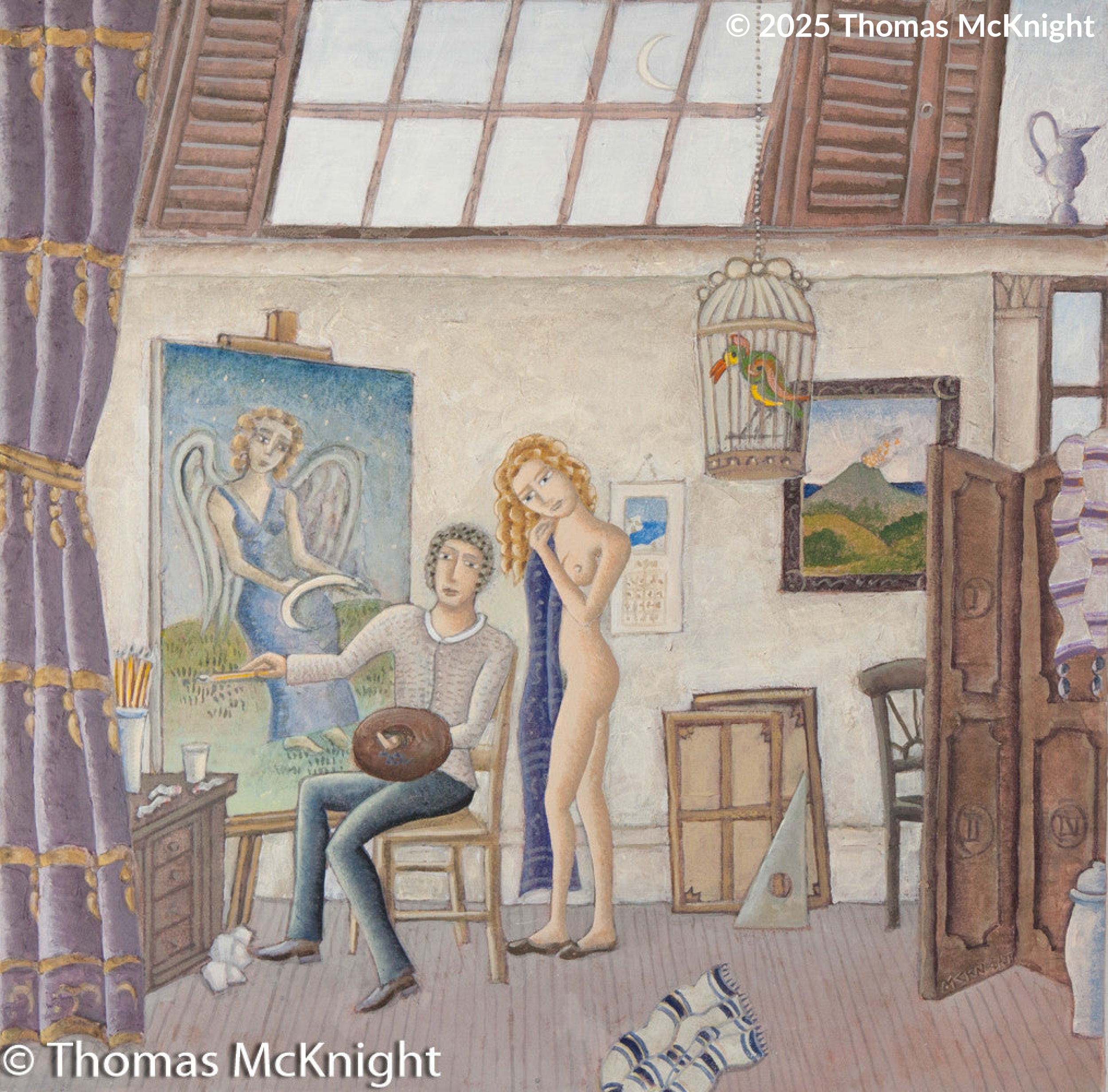 Artist and his model acrylic on canvas