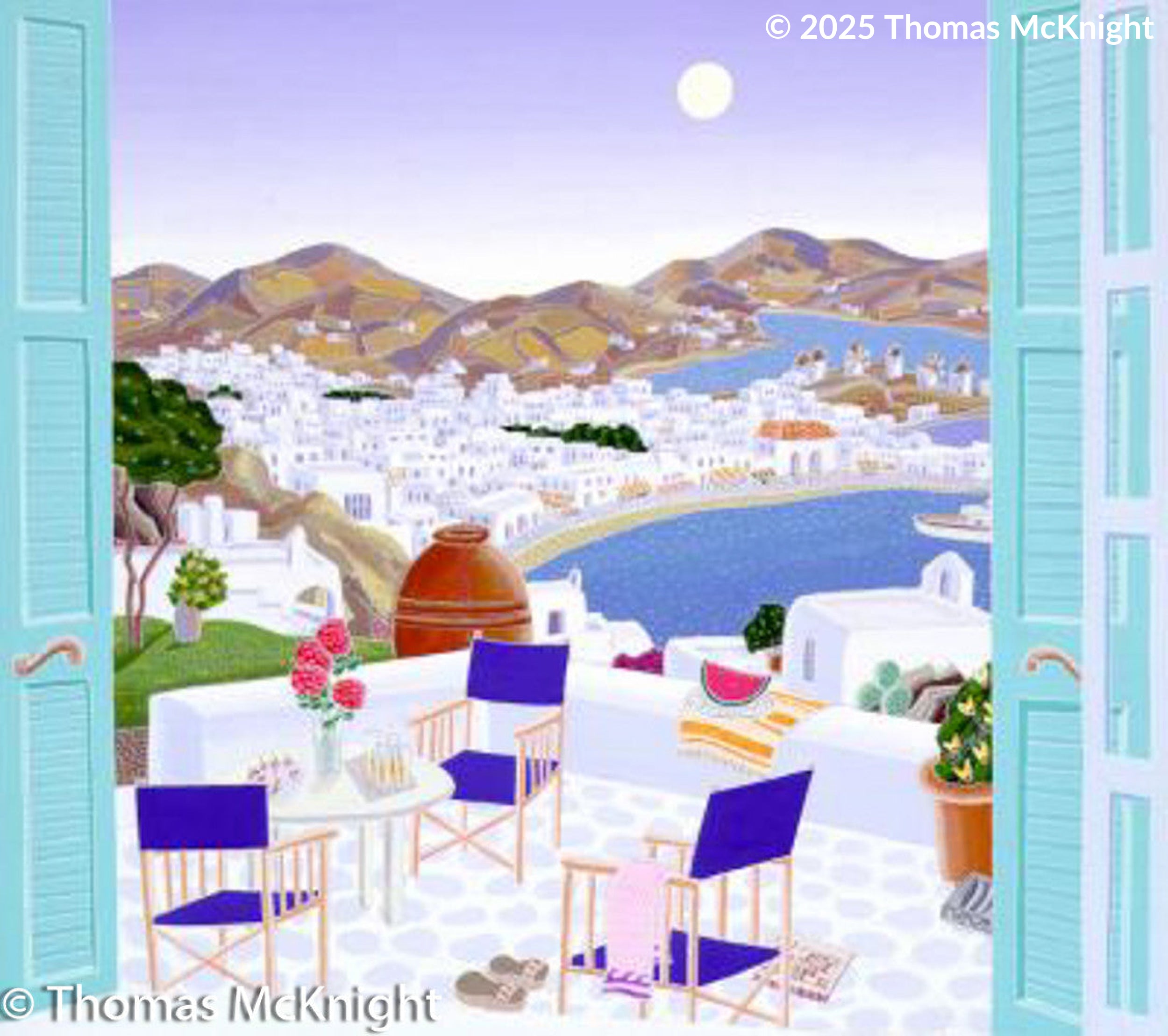 Mykonos Terrace Paper Poster