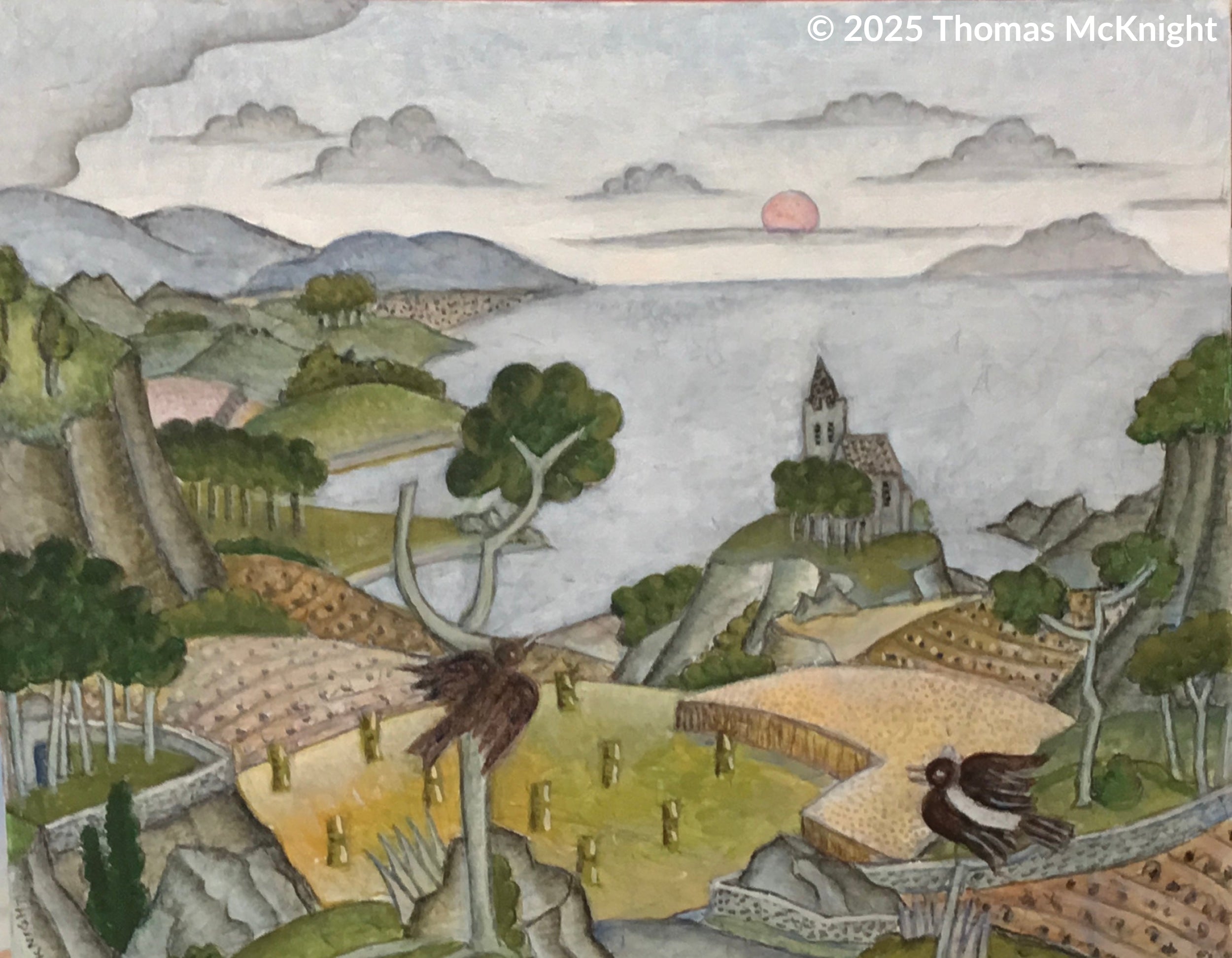Landscape with 2 Birds